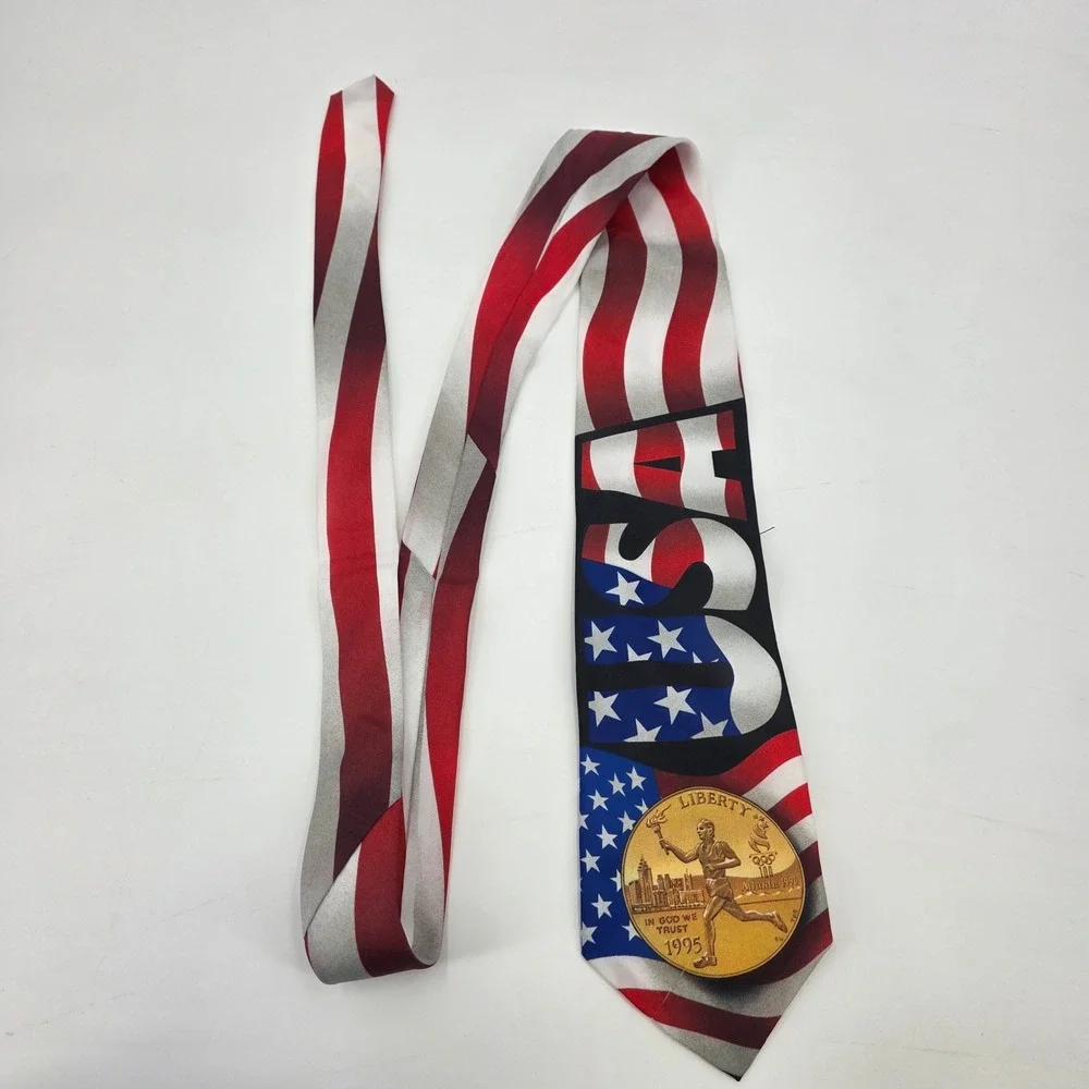 OLYMPIC GAMES TIES LOT OF 3 VINTAGE 90S NEW BUNDLE USA ATLANTA COLLECTOR AMERICA